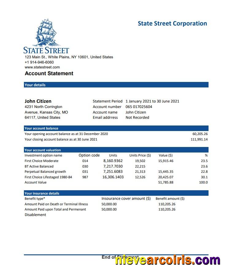 USA State Street Corporation excel pdf